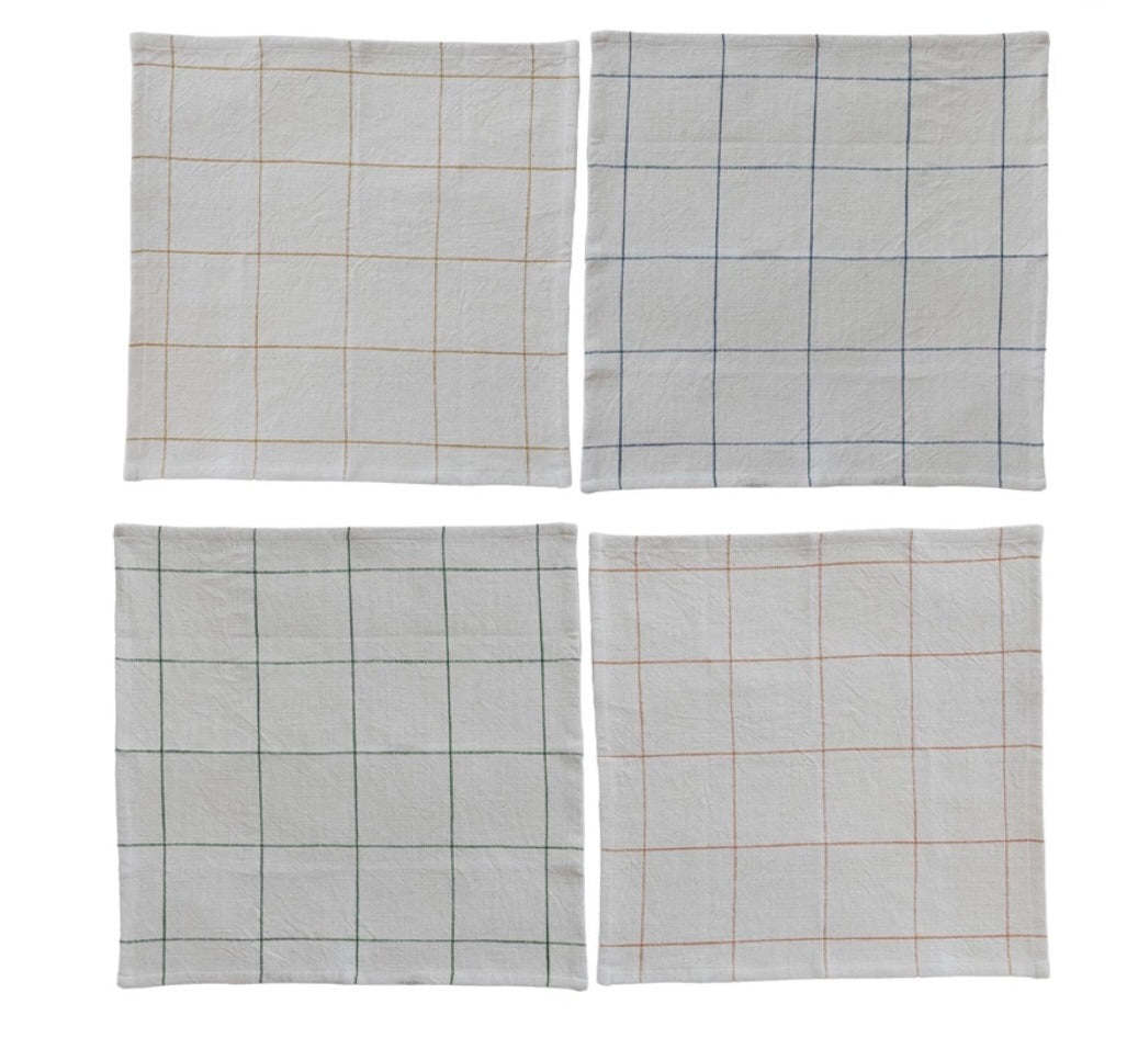 Set of 4 Grid pattern napkins