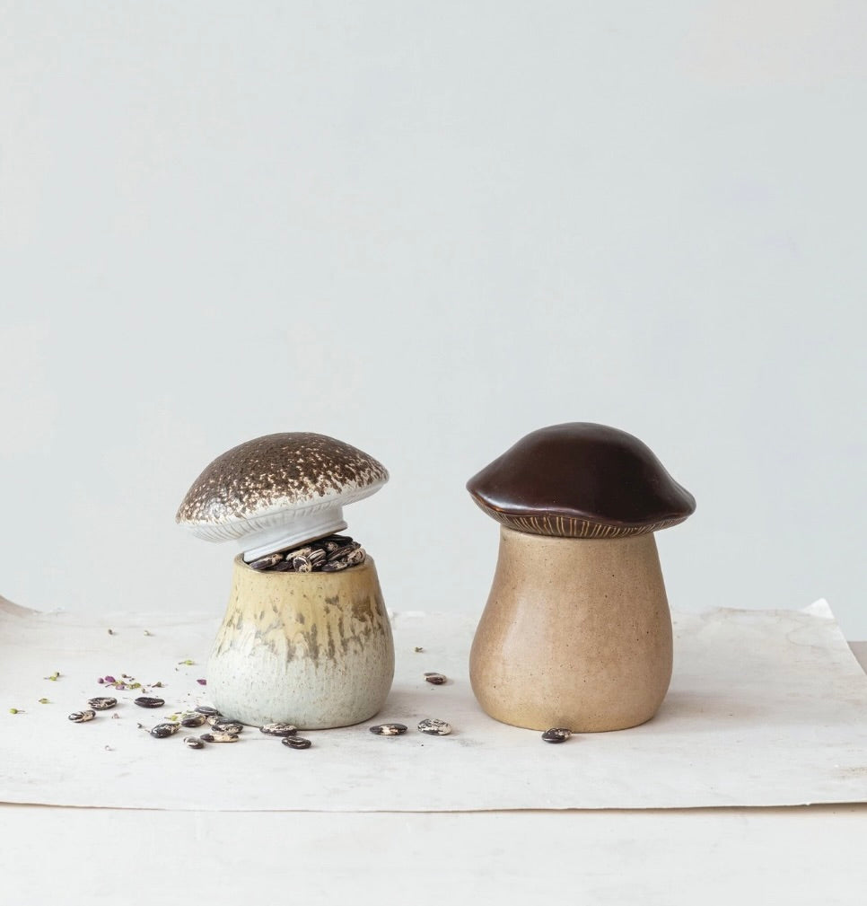 Stoneware Mushroom Canister:  Small