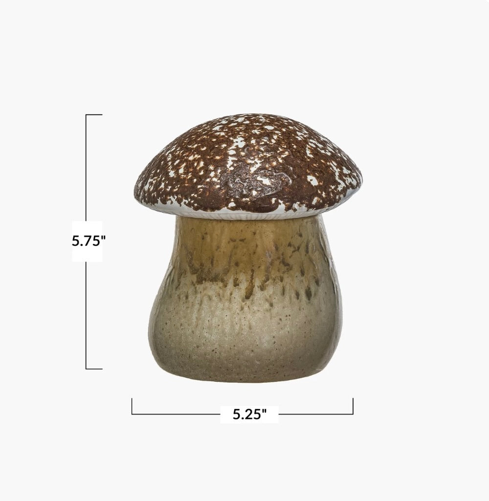 Stoneware Mushroom Canister:  Small