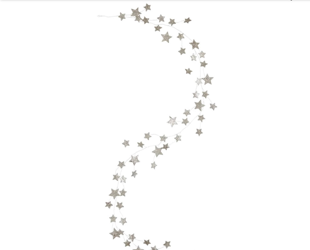 Star Glitter Garland:  silver