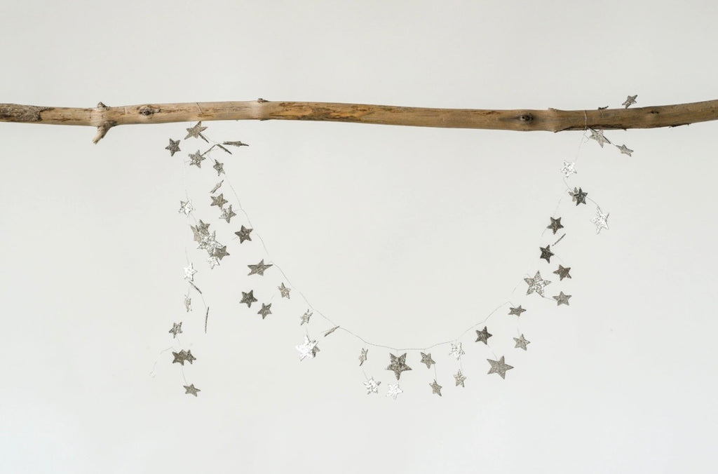 Star Glitter Garland:  silver