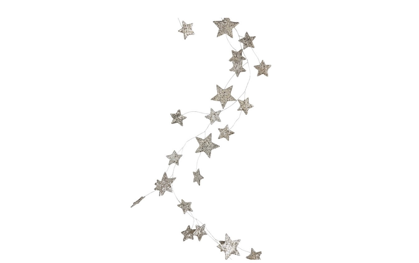 Star Glitter Garland:  silver