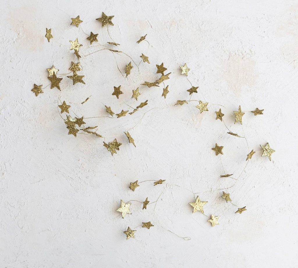 Glitter star garland:  gold
