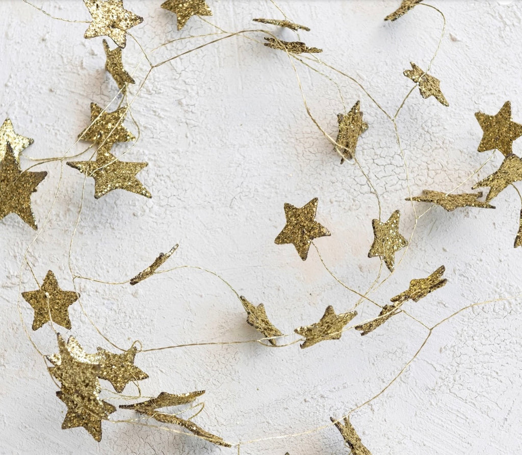 Glitter star garland:  gold