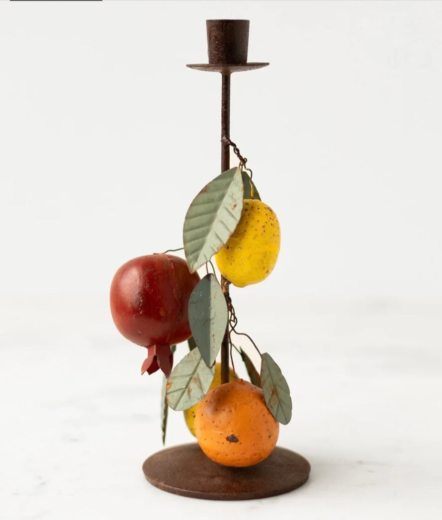 Toleware fruit candle holder