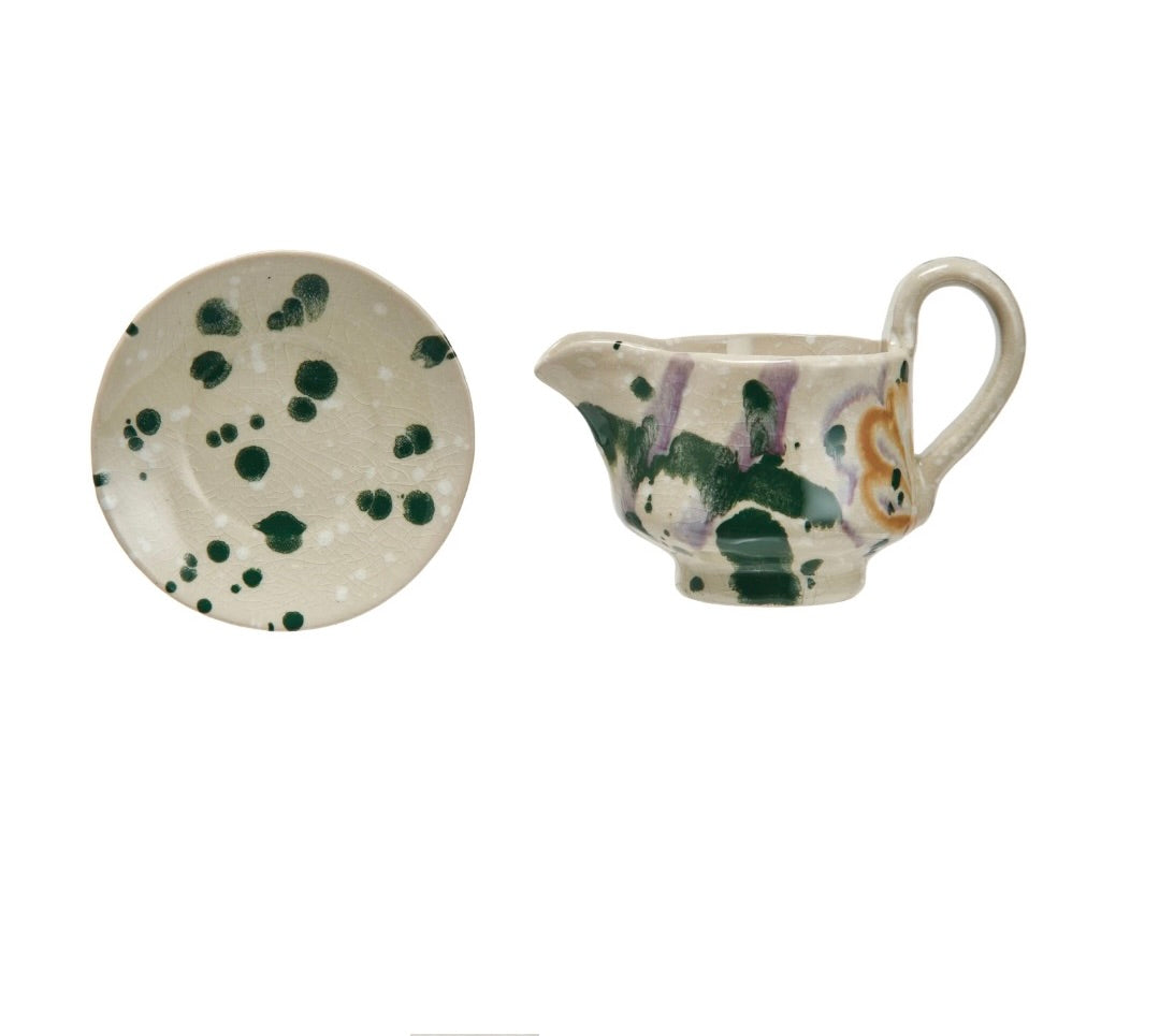 Abstract Creamer & Saucer