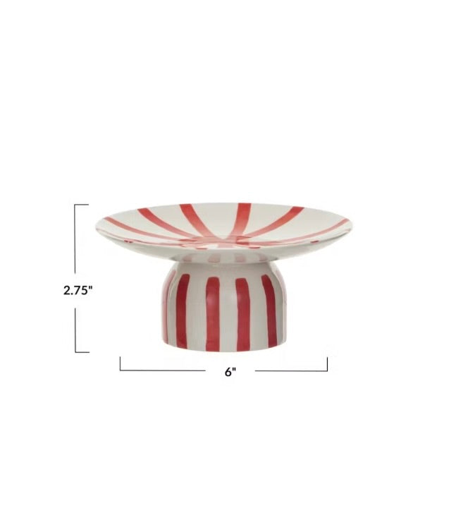 Striped Stoneware Pedestal