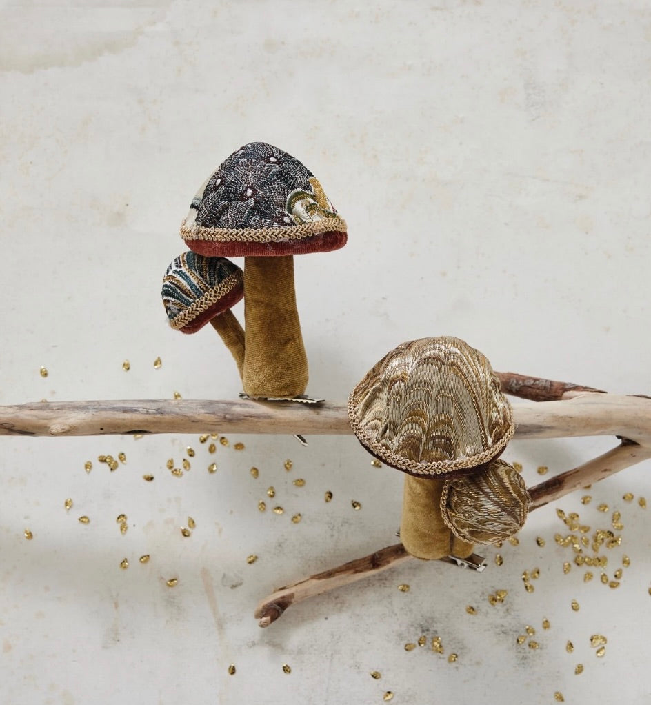 Fabric Jacquard & Velvet Mushroom Ornament