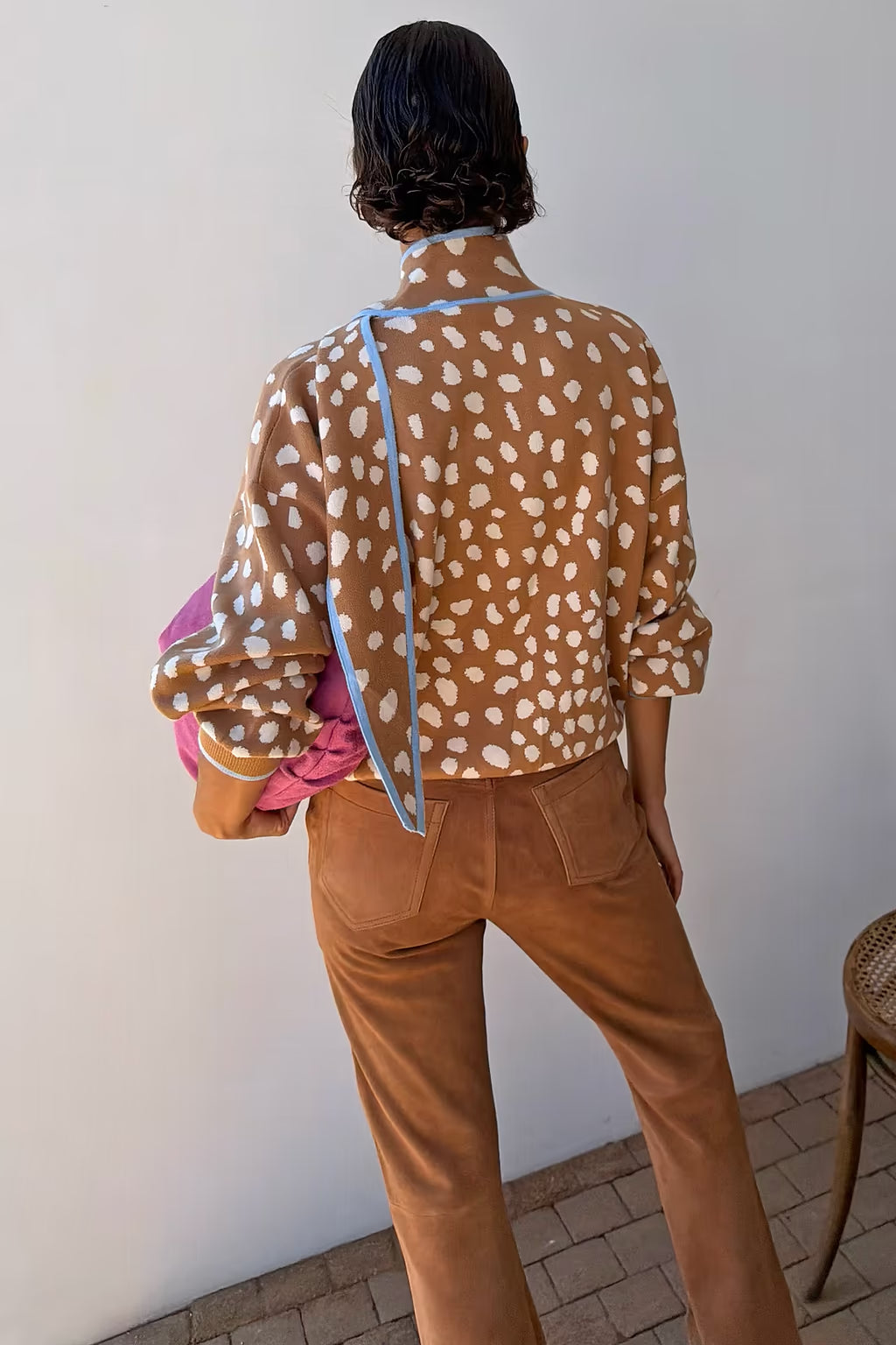 NEVER FULLY DRESSED Tan Deer Scarf Jumper