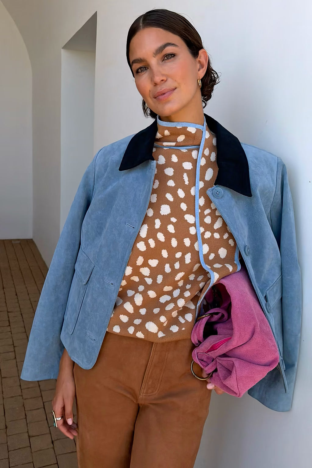 NEVER FULLY DRESSED Tan Deer Scarf Jumper