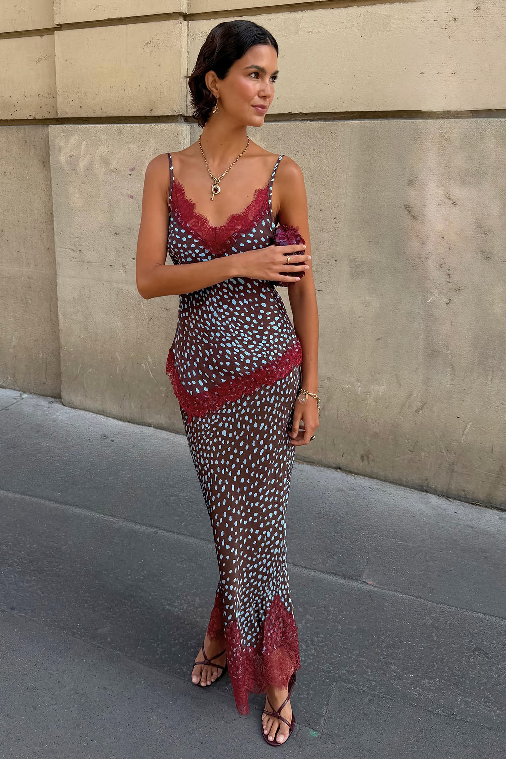 NEVER FULLY DRESSED Chocolate Deer Midi Maeva Skirt
