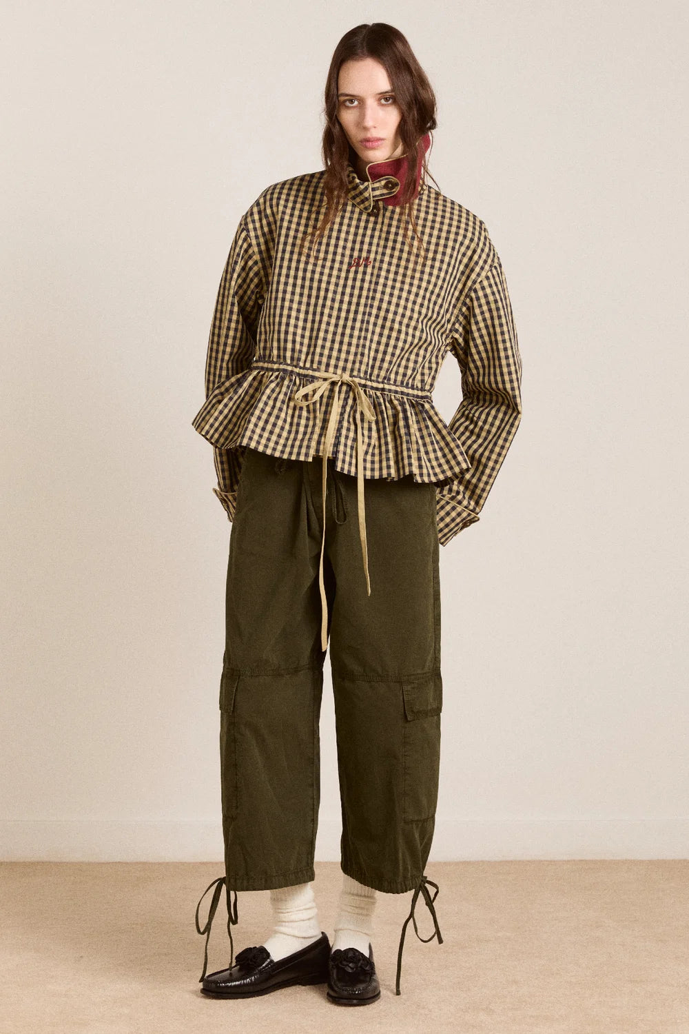 DAMSON MADDER Myrtle Trench Coat - Navy Gingham