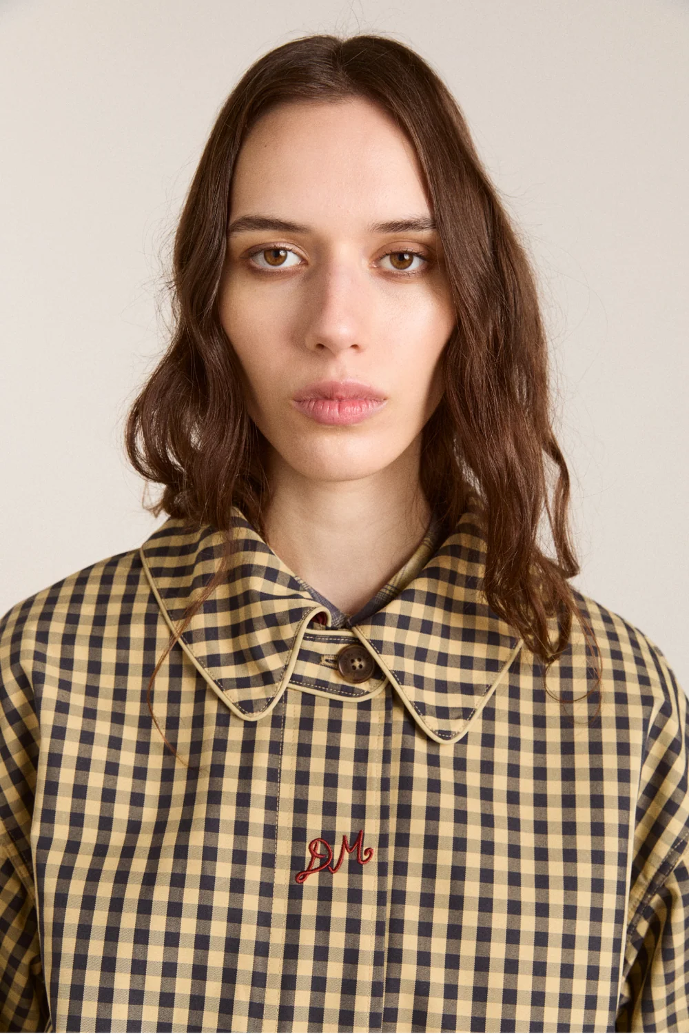 DAMSON MADDER Myrtle Trench Coat - Navy Gingham