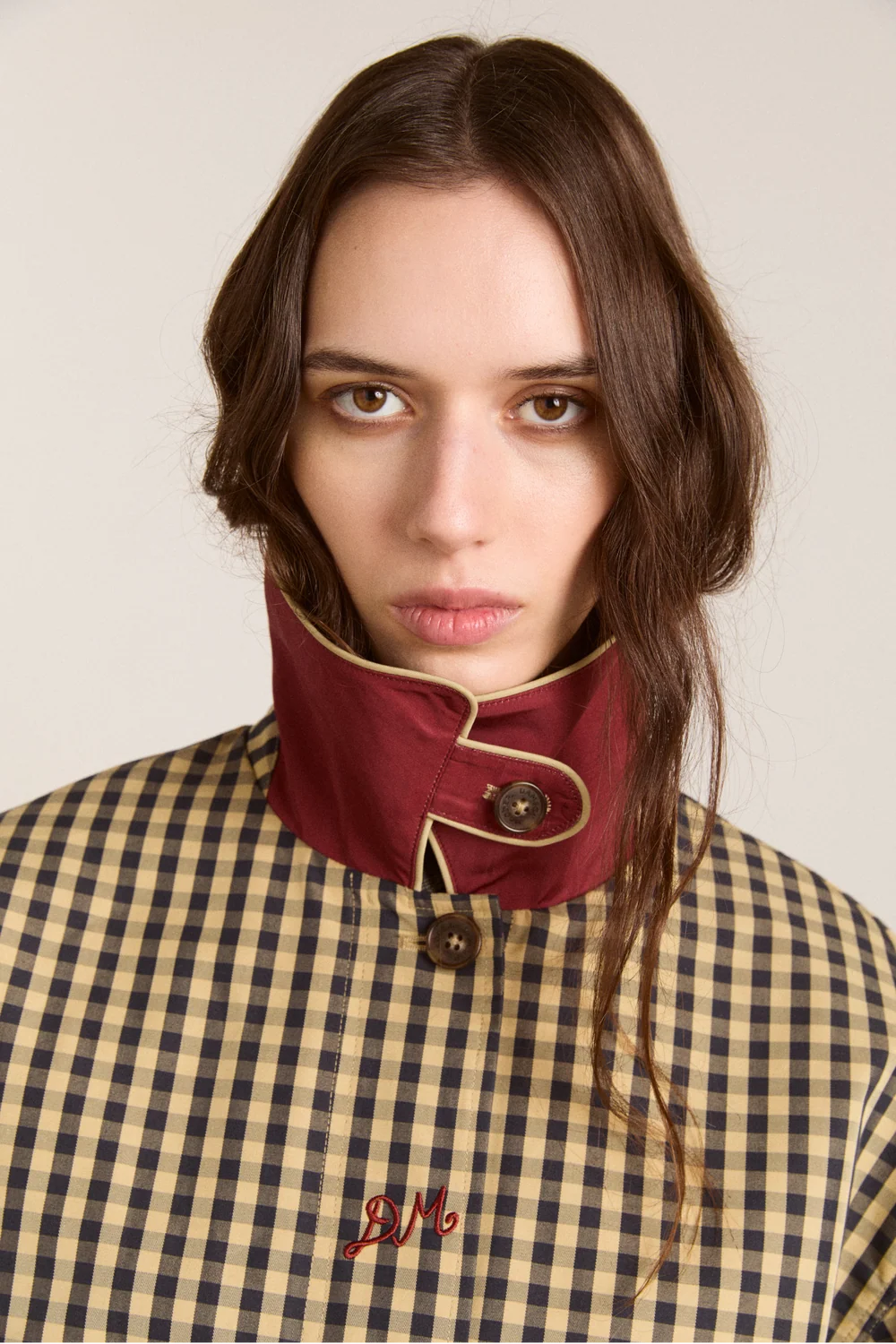 DAMSON MADDER Myrtle Trench Coat - Navy Gingham
