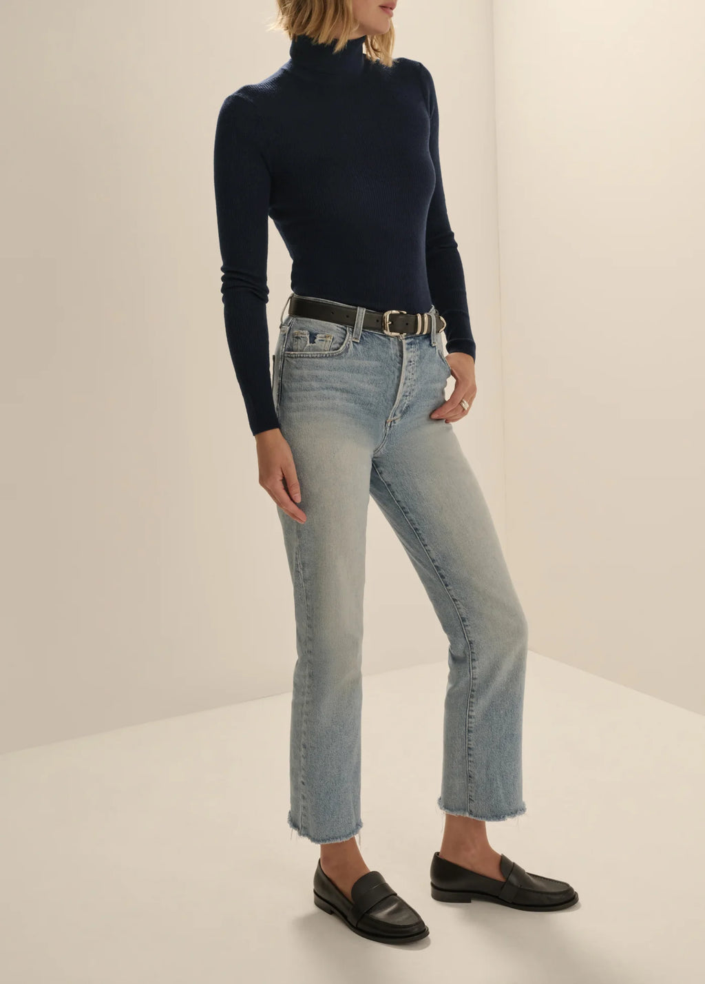 FAVORITE DAUGHTER THE AMELIA LONG SLEEVE TOP - NAVY