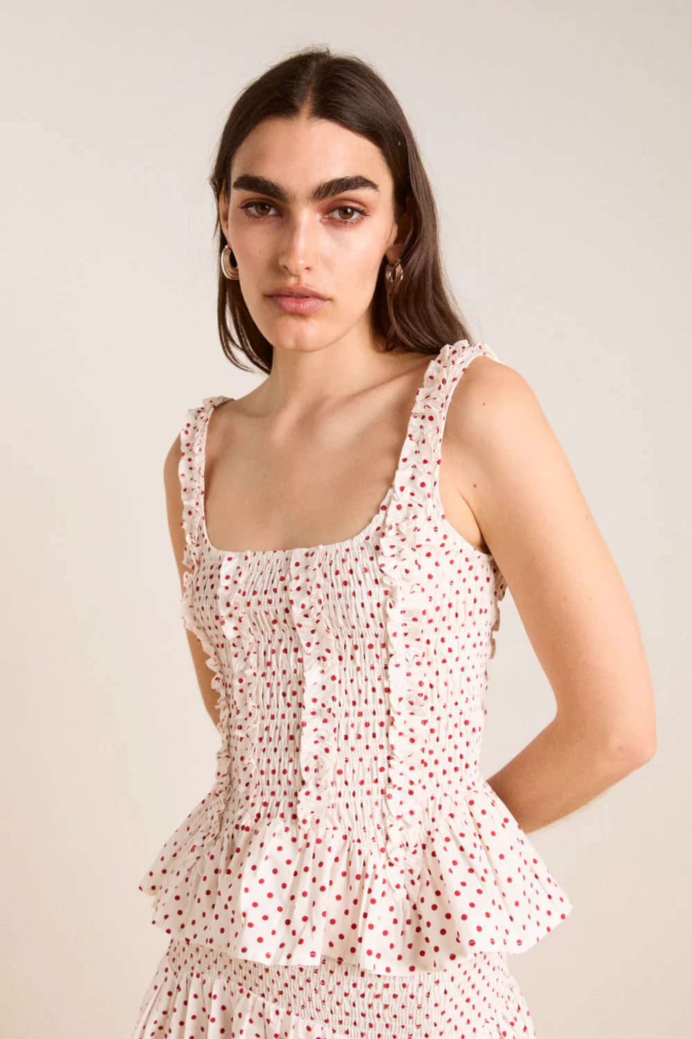 DAMSON MADDER Raphi Cami - Off White And Red Spot