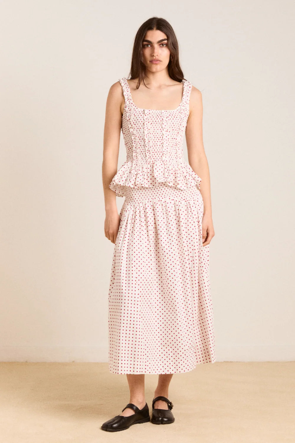 DAMSON MADDER Raphi Cami - Off White And Red Spot