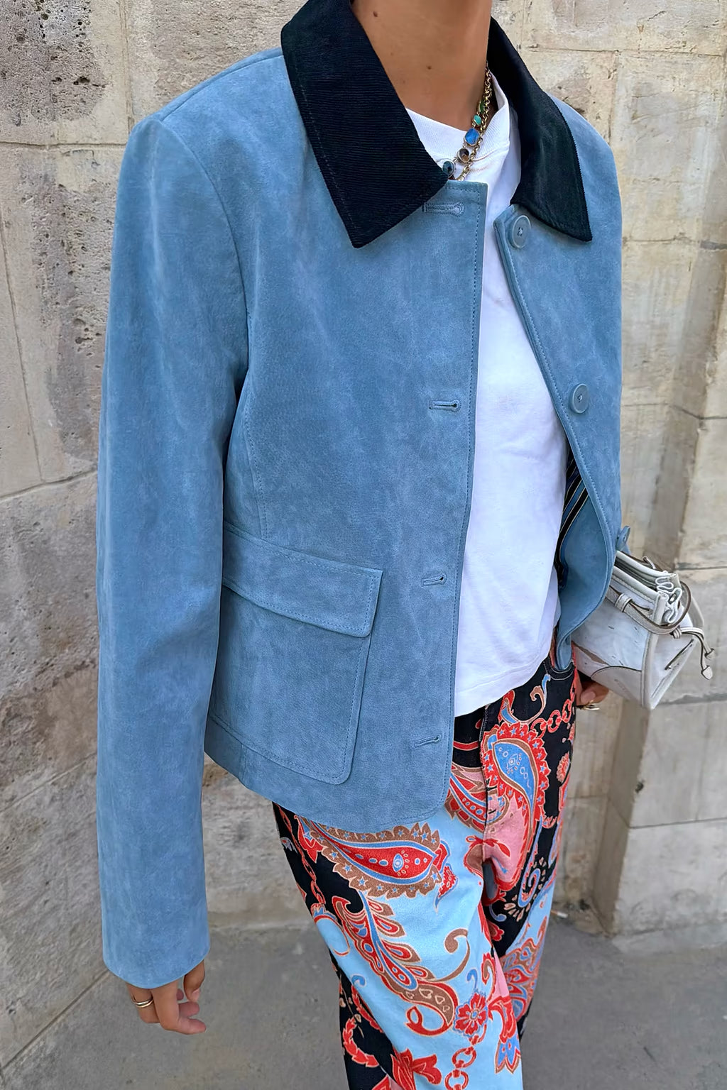 NEVER FULLY DRESSED Sky Blue Suede Jacket