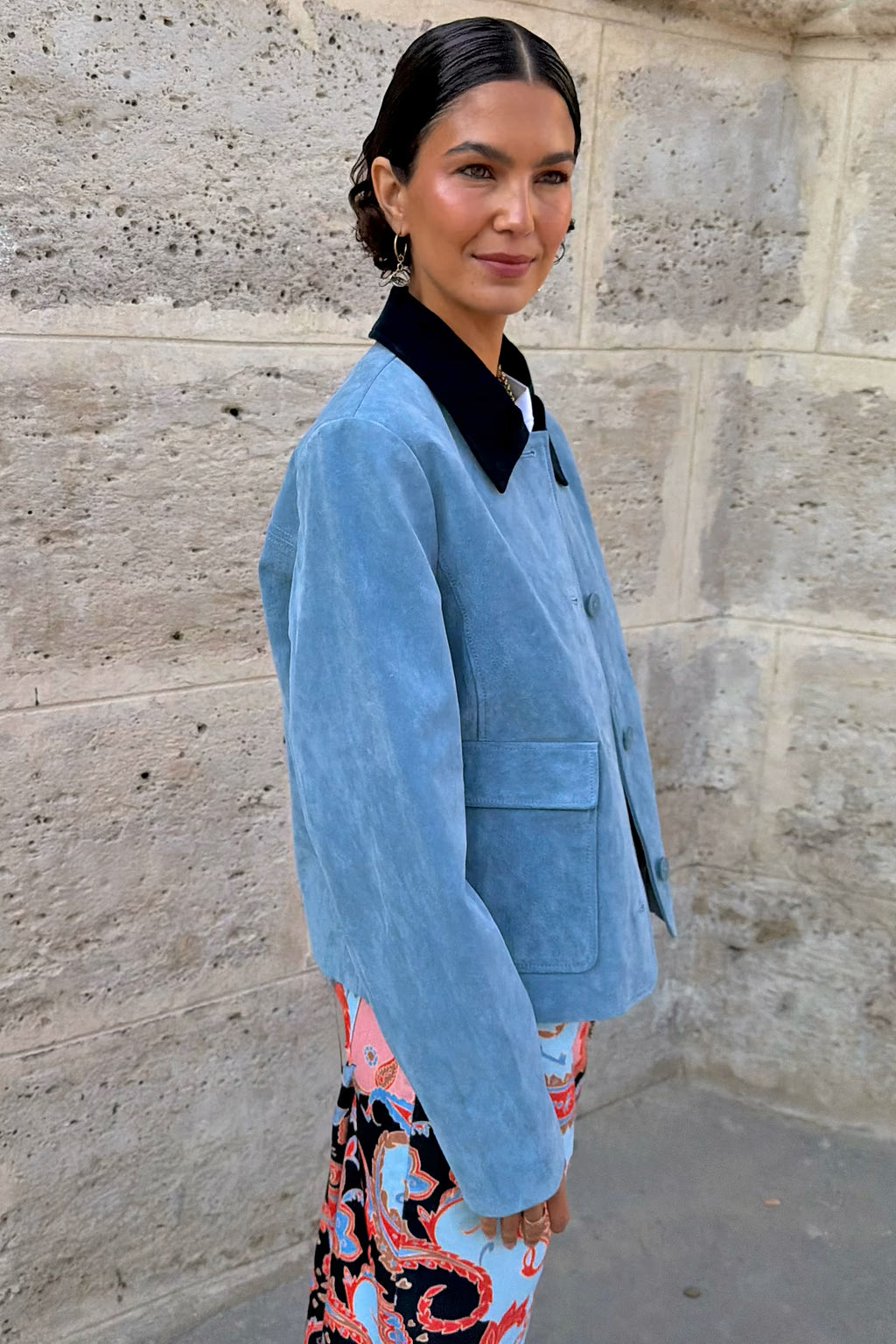NEVER FULLY DRESSED Sky Blue Suede Jacket
