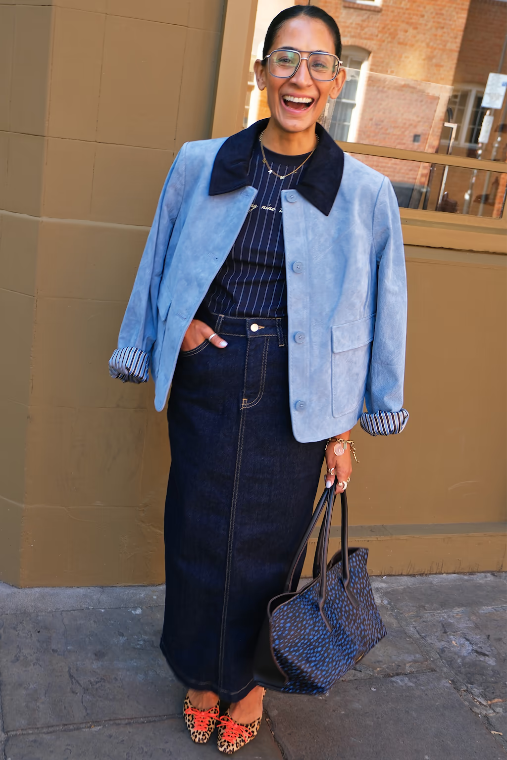 NEVER FULLY DRESSED Sky Blue Suede Jacket