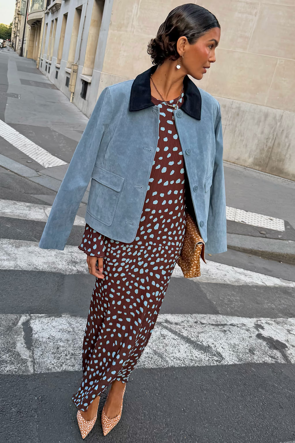 NEVER FULLY DRESSED Sky Blue Suede Jacket