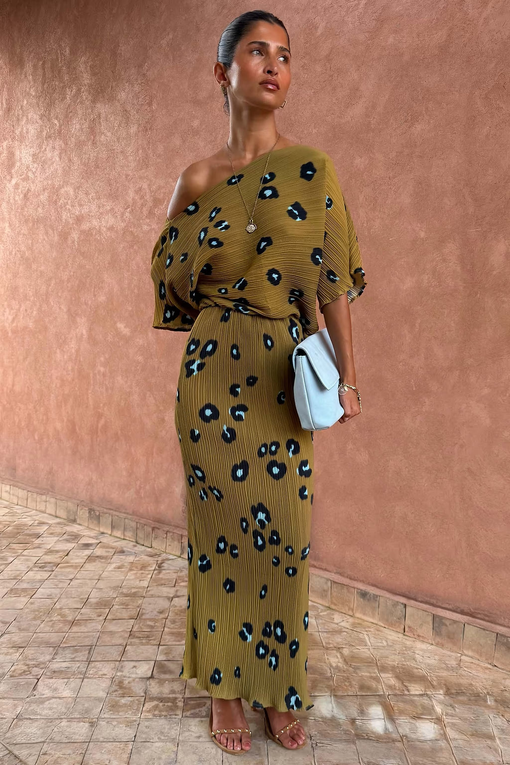 NEVER FULLY DRESSED Olive Blurred Leopard Tilly Dress