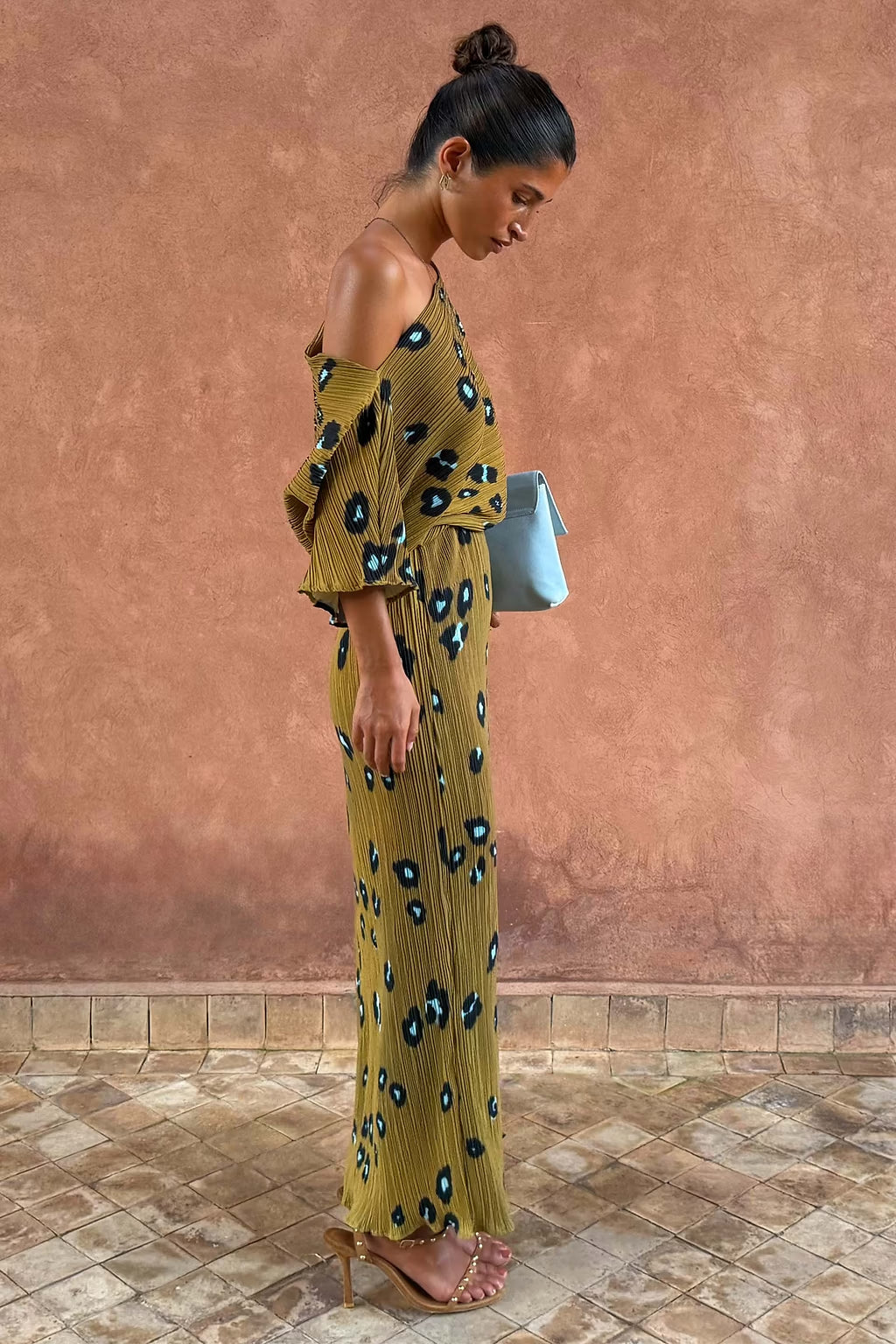 NEVER FULLY DRESSED Olive Blurred Leopard Tilly Dress