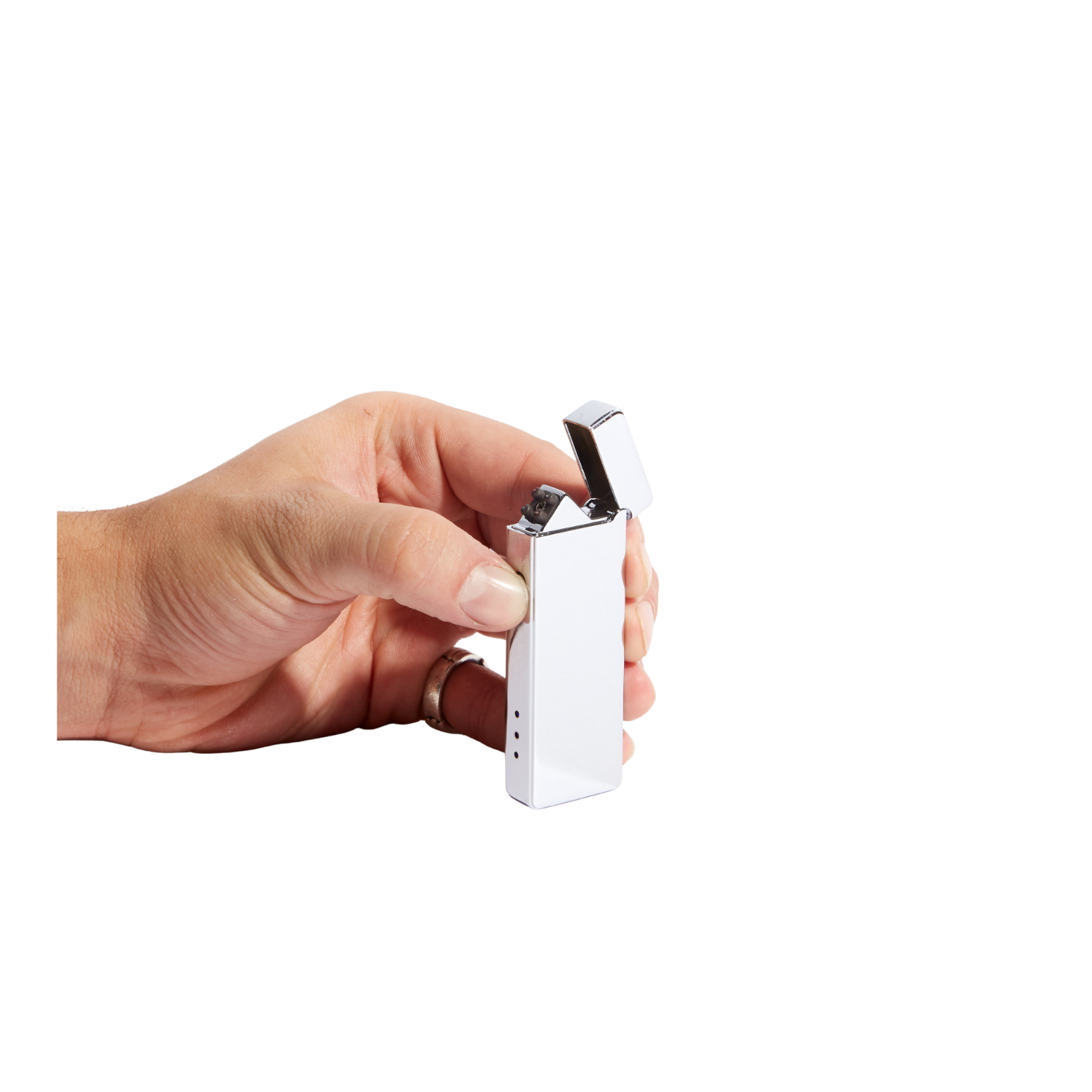 Rechargeable USB Arc Lighter:  Silver Metallic
