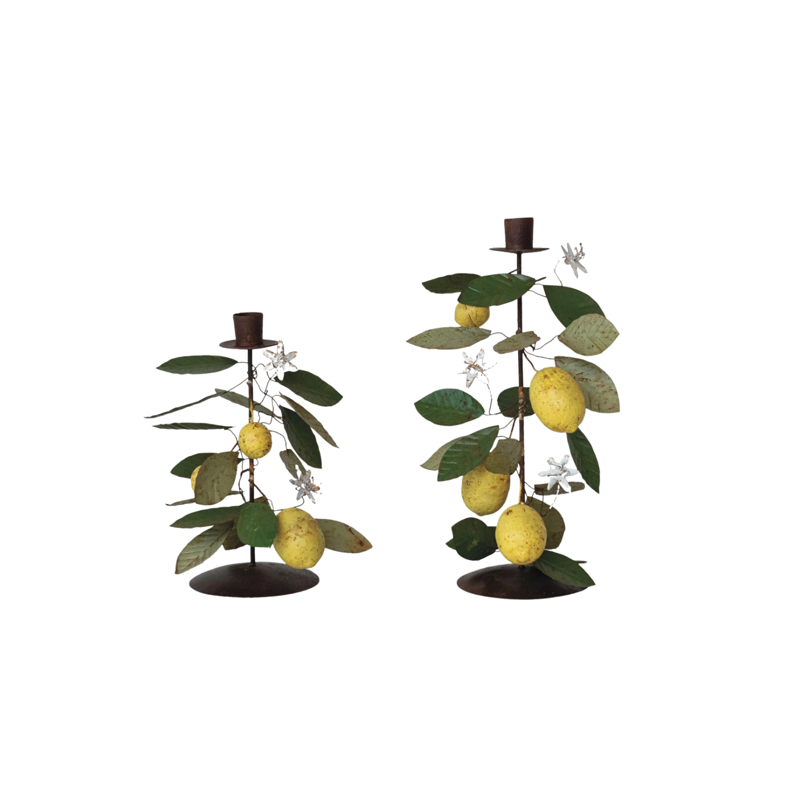 Lemon Toleware Taper Holder, Set of 2