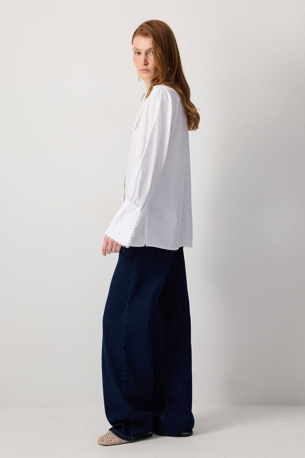 Embroidered Collar Cotton Shirt