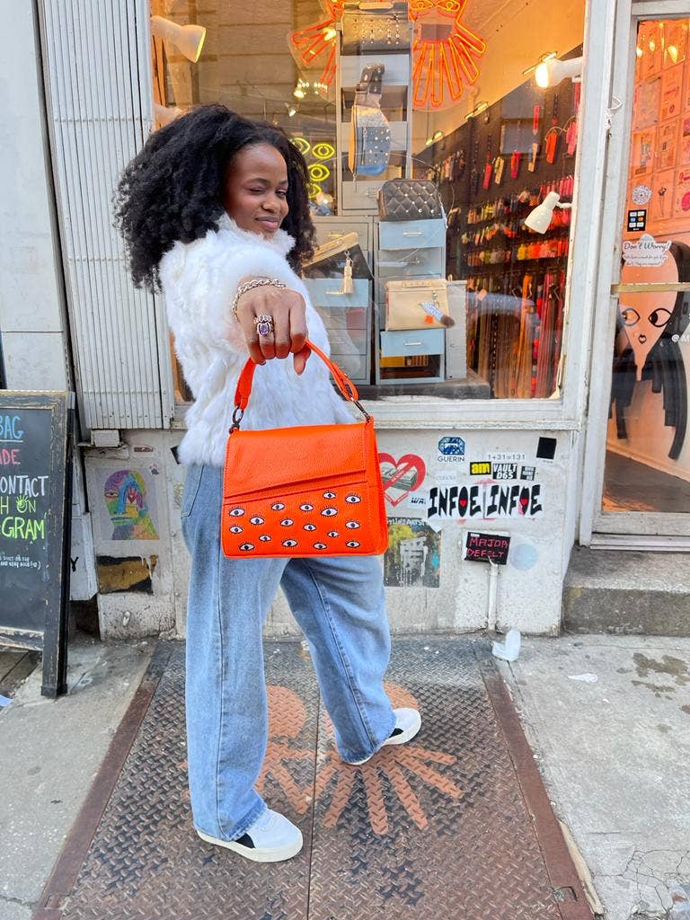 Anastasio Micro Crossbody Handbag: Orange Leather