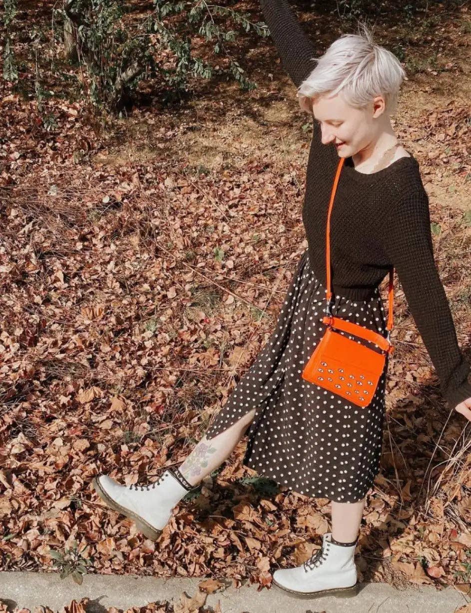 Anastasio Micro Crossbody Handbag: Orange Leather