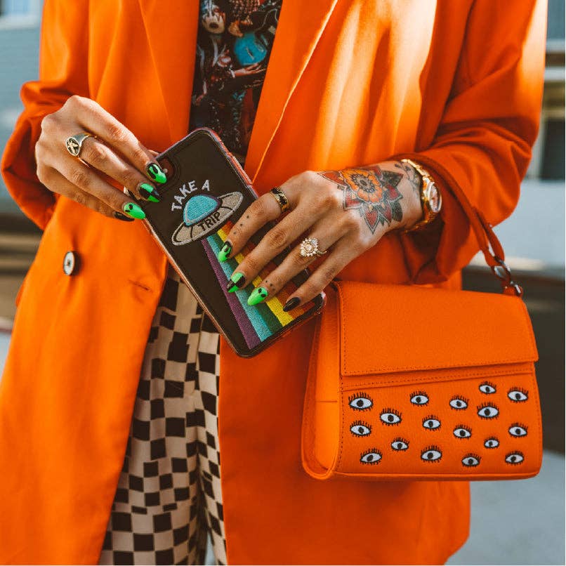 Anastasio Micro Crossbody Handbag: Orange Leather