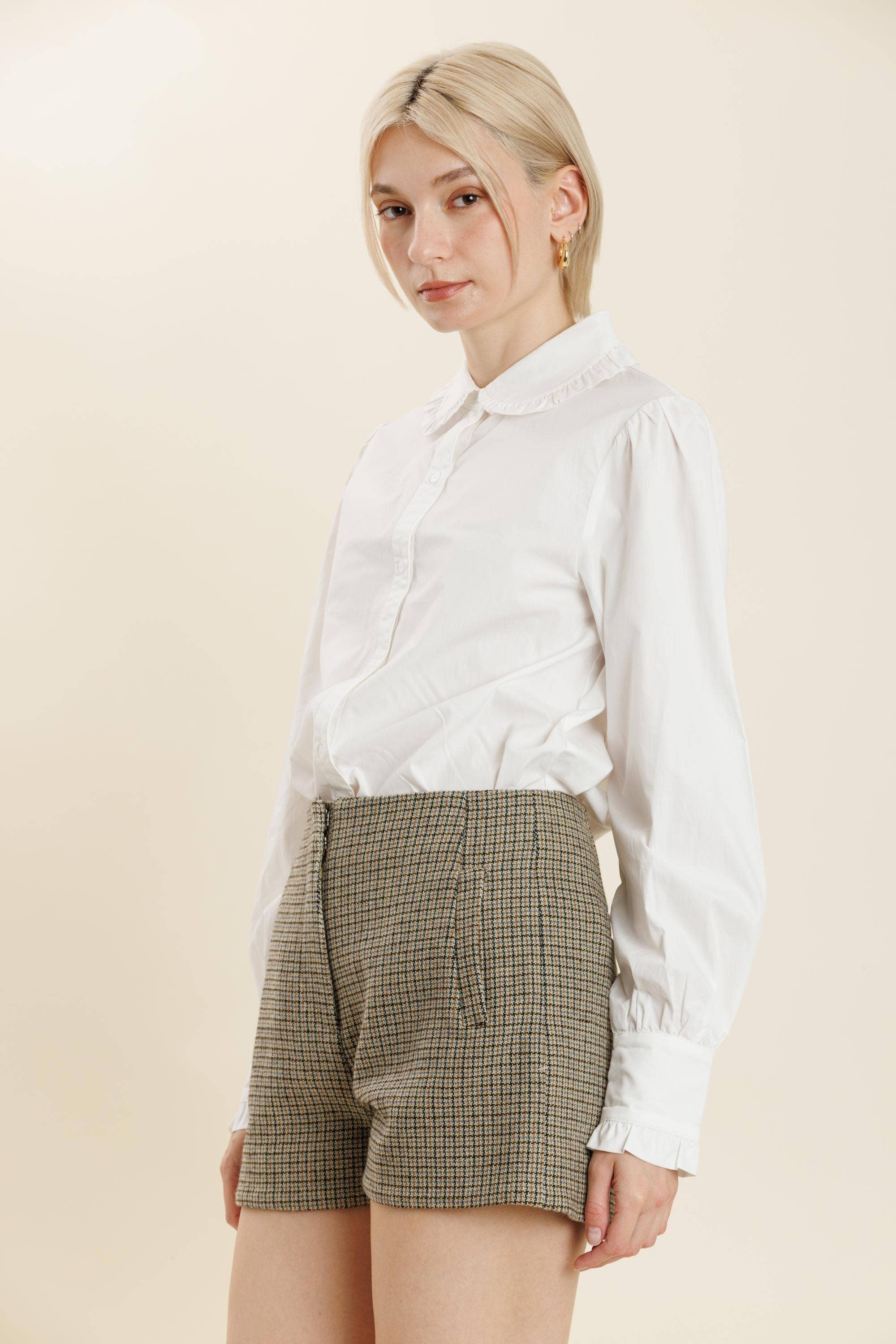 Ruffle Button Down Shirt