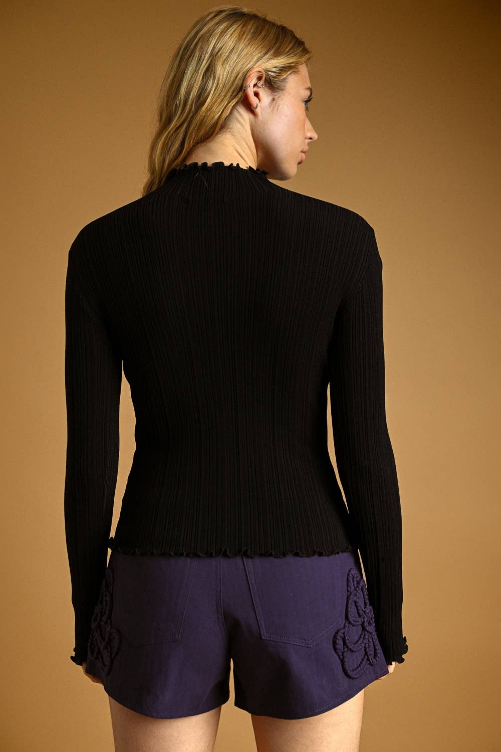 Long Sleeve Ribbed Knitted Top