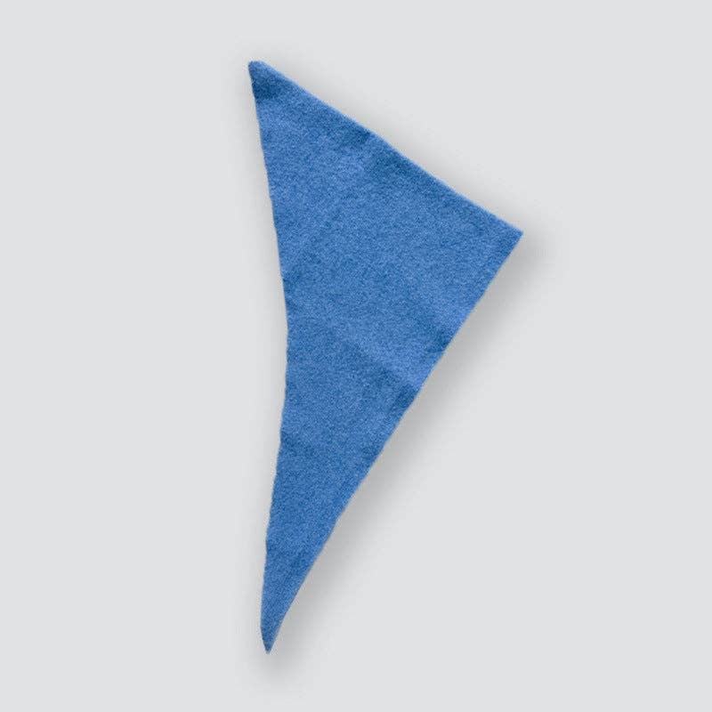 Blue Knitted Wool Blend Triangle Scarf