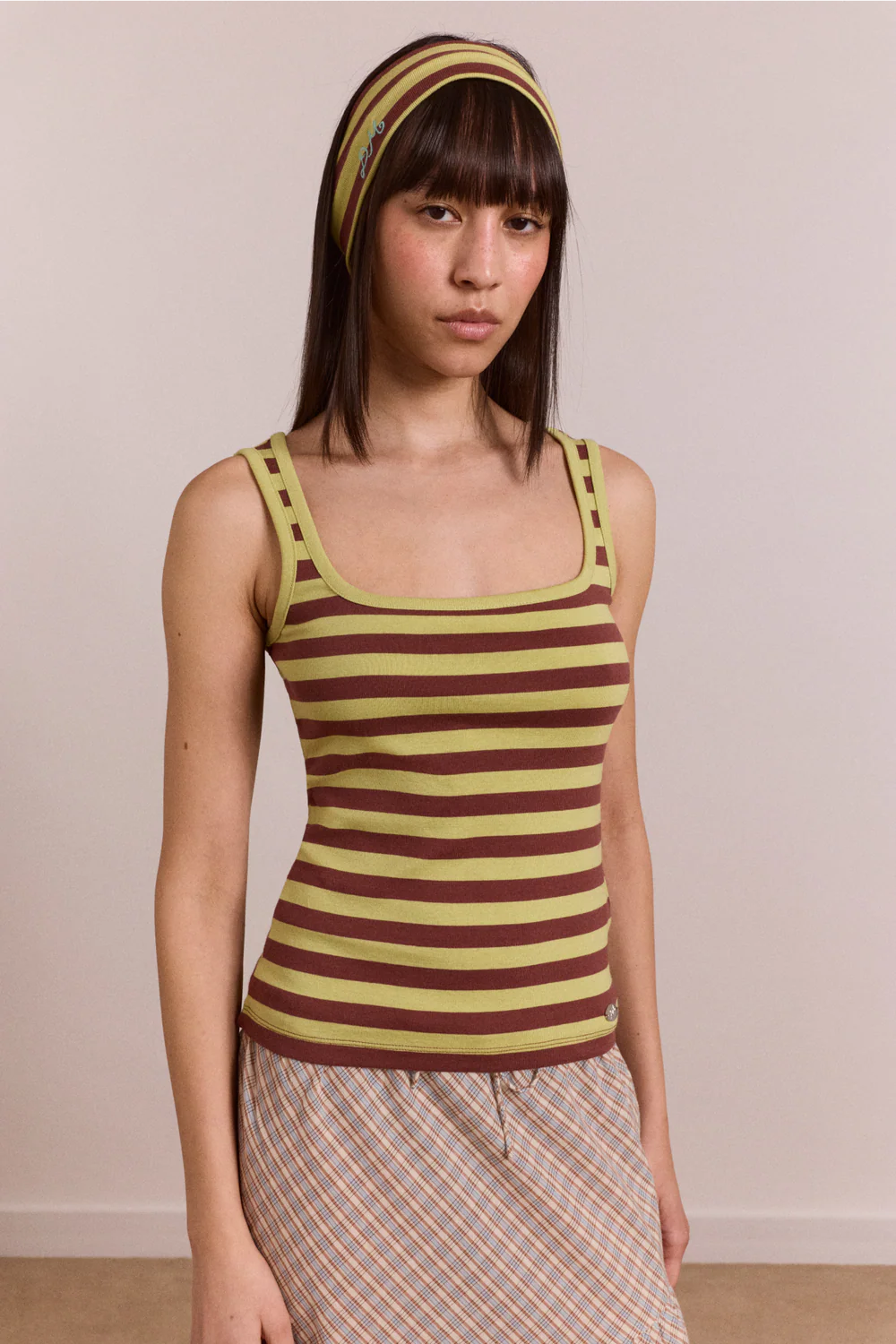 Damson Madder Avielle Tank - Green Stripe
