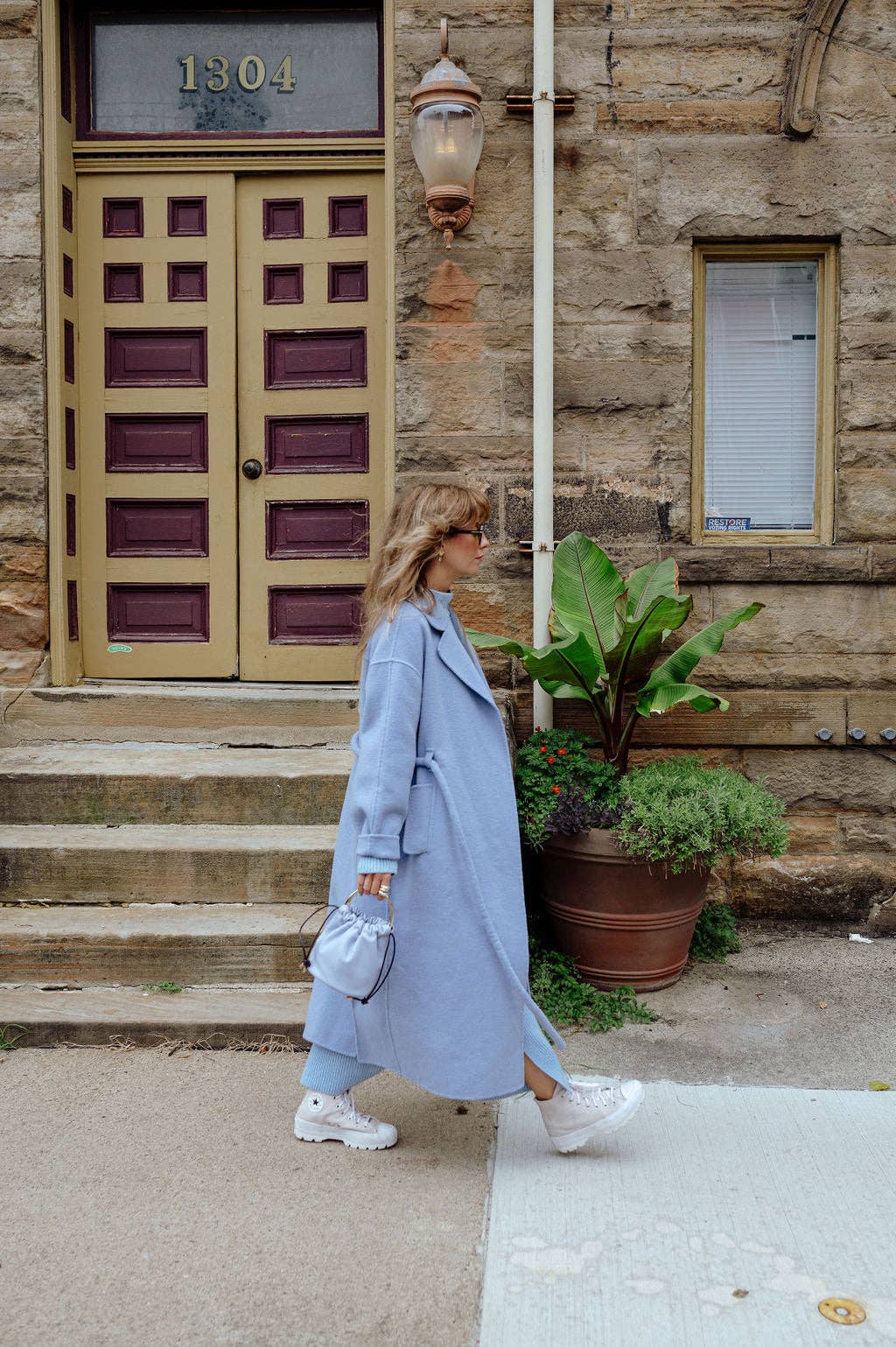 AVA DRAWSTRING BAG | Powder Blue
