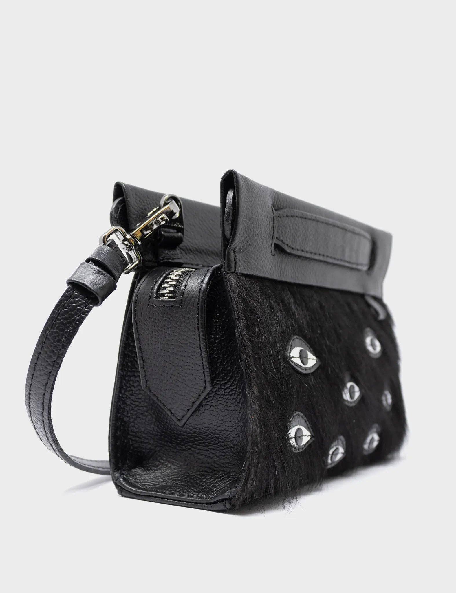 Vali Crossbody Micro Leather Bag:  Black