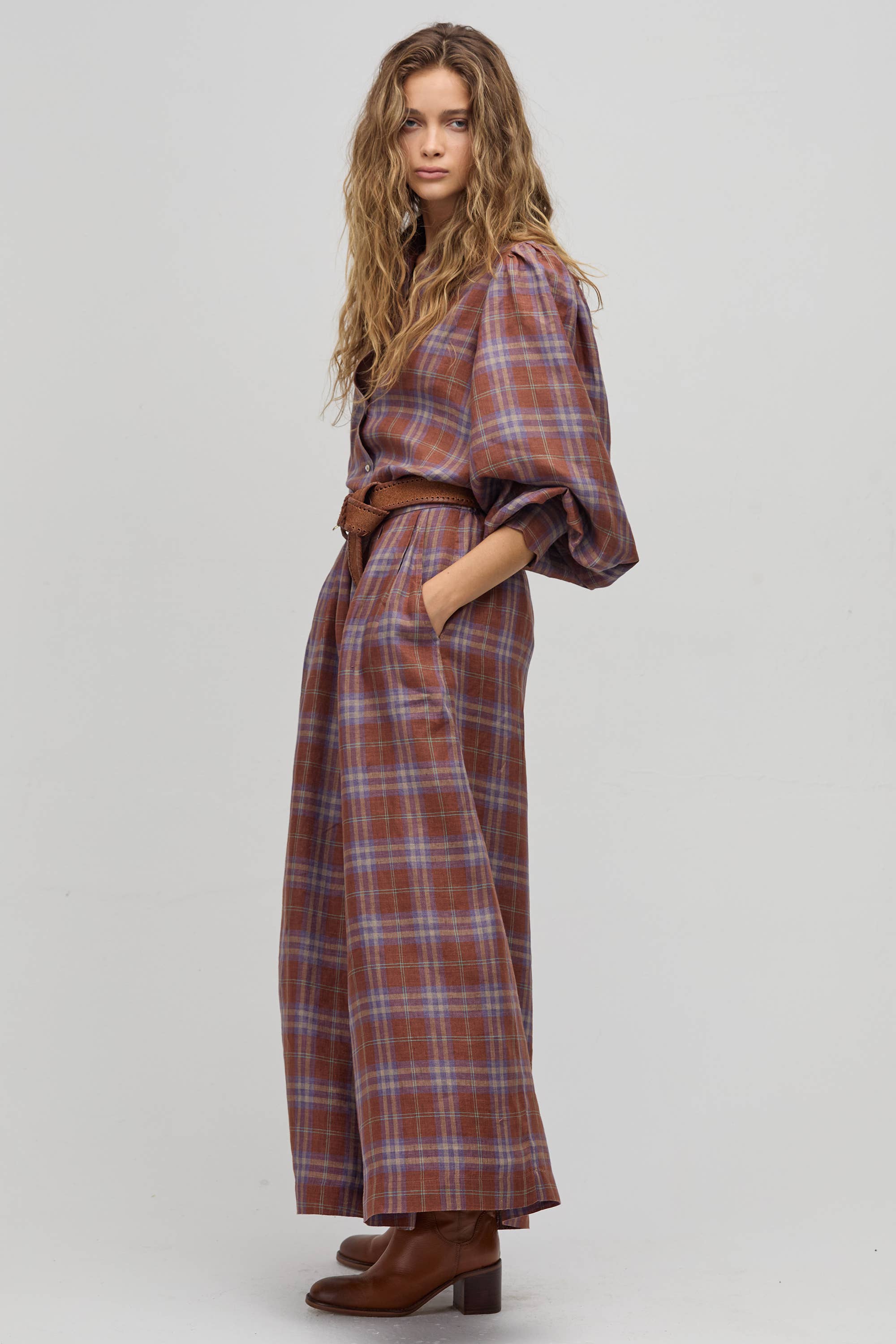SABI LINEN CHECKERED PANTS