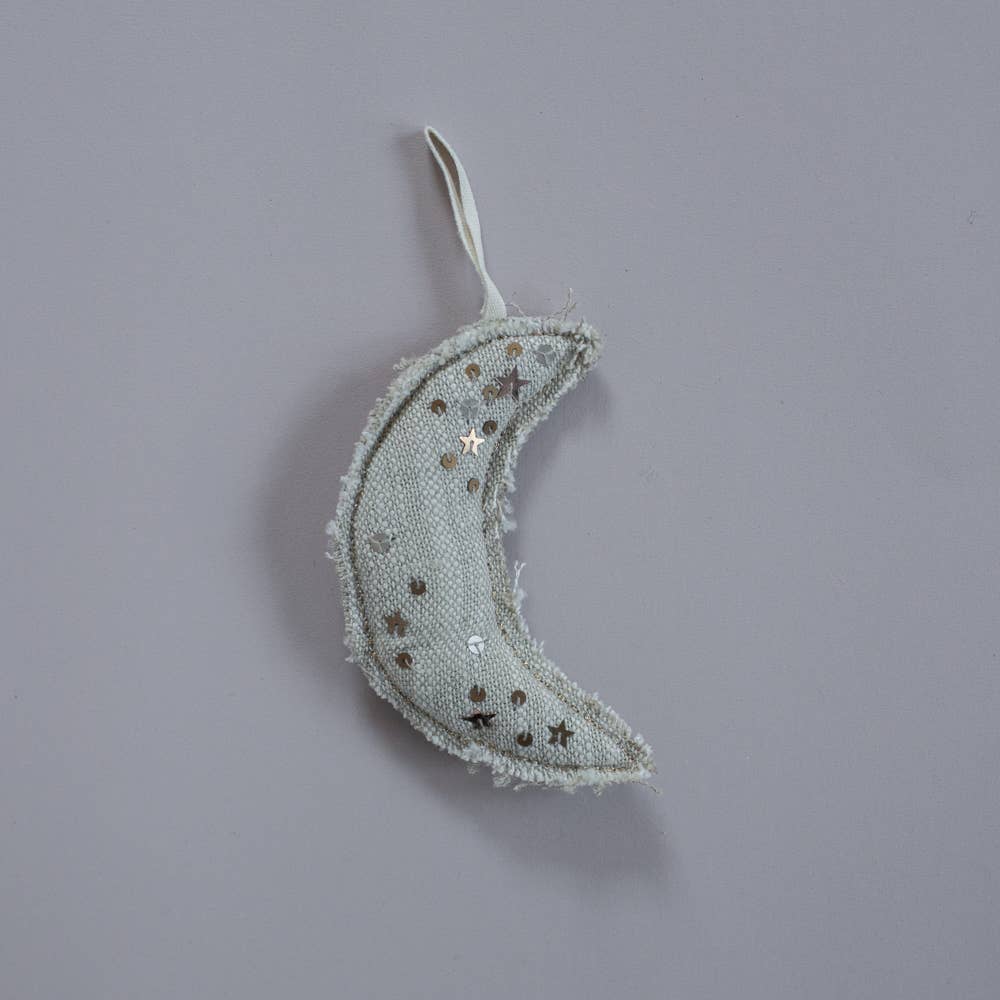 Metallic Confetti Moon - Cotton & Lavender filled Ornament