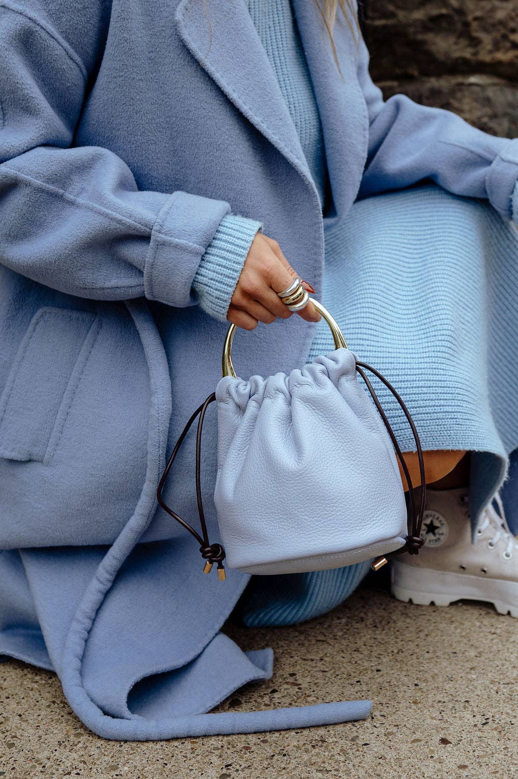 AVA DRAWSTRING BAG | Powder Blue