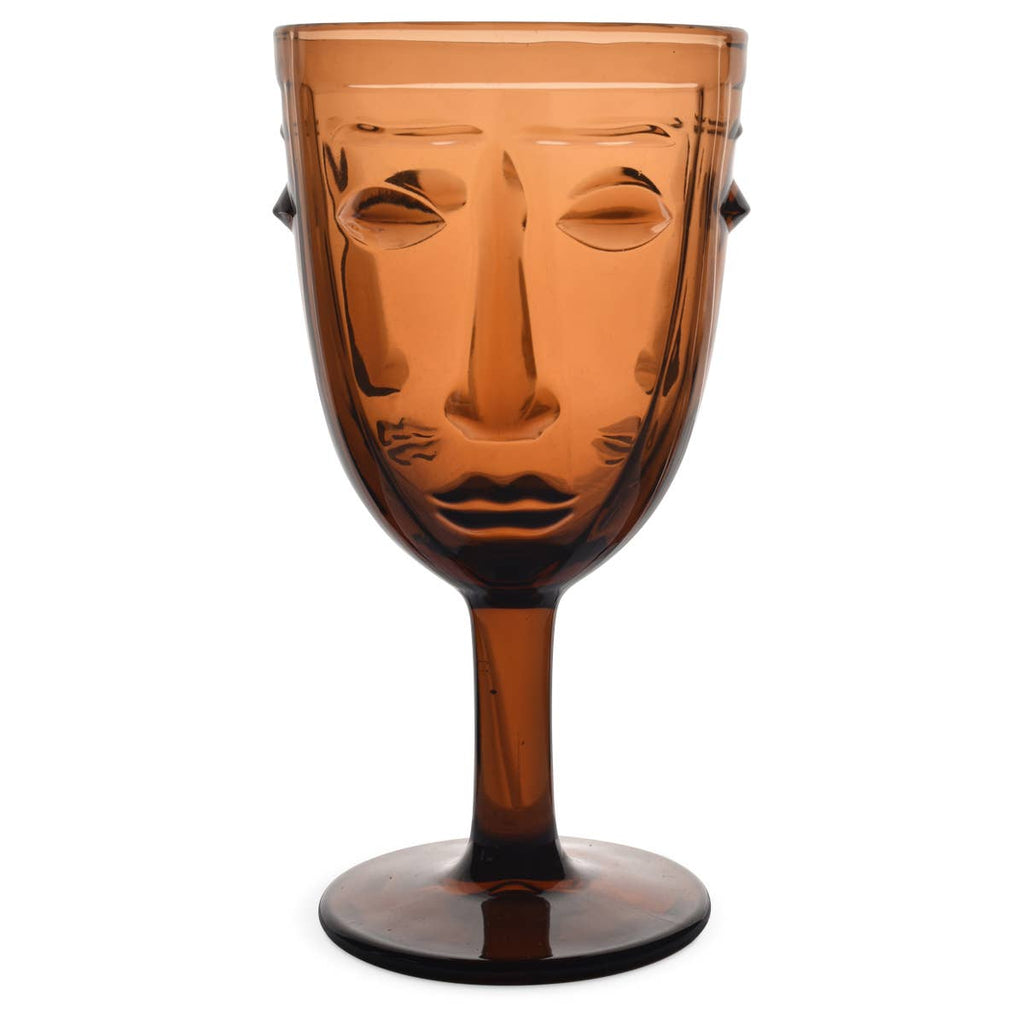 Amber face stemmed glass