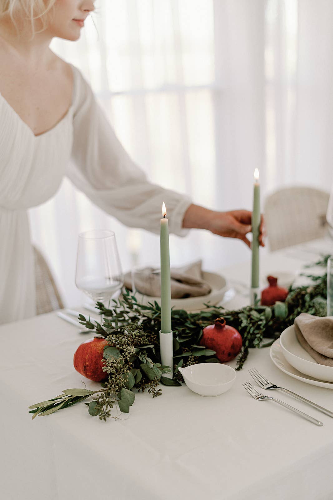 Dipped Beeswax Taper Candles - Eucalyptus