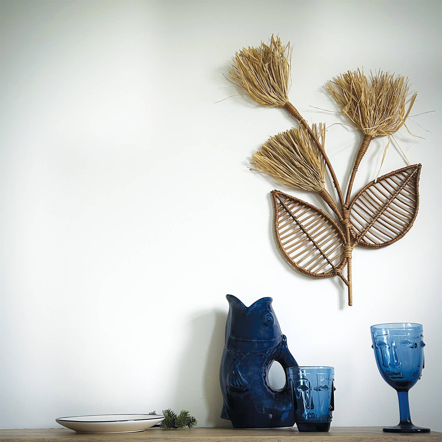 Face Stemmed Glass - Blue