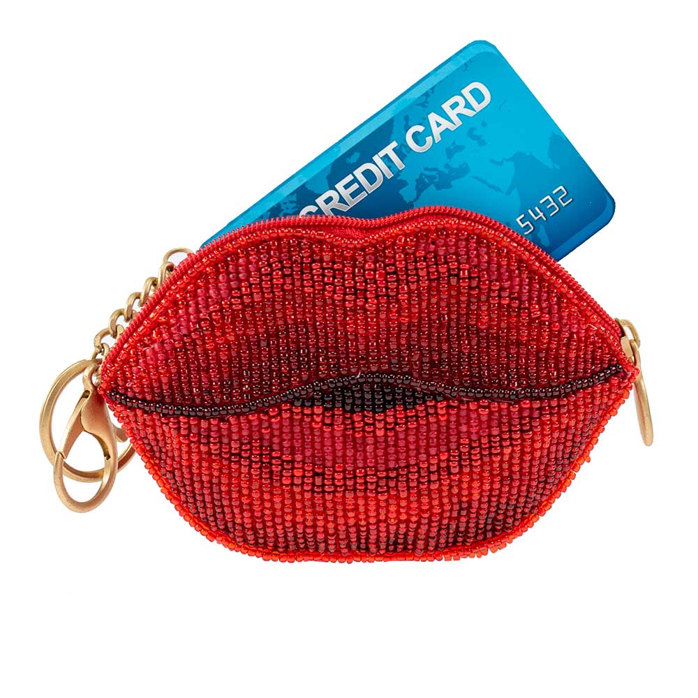 XOXO Beaded Lips Coin Purse/Key Fob