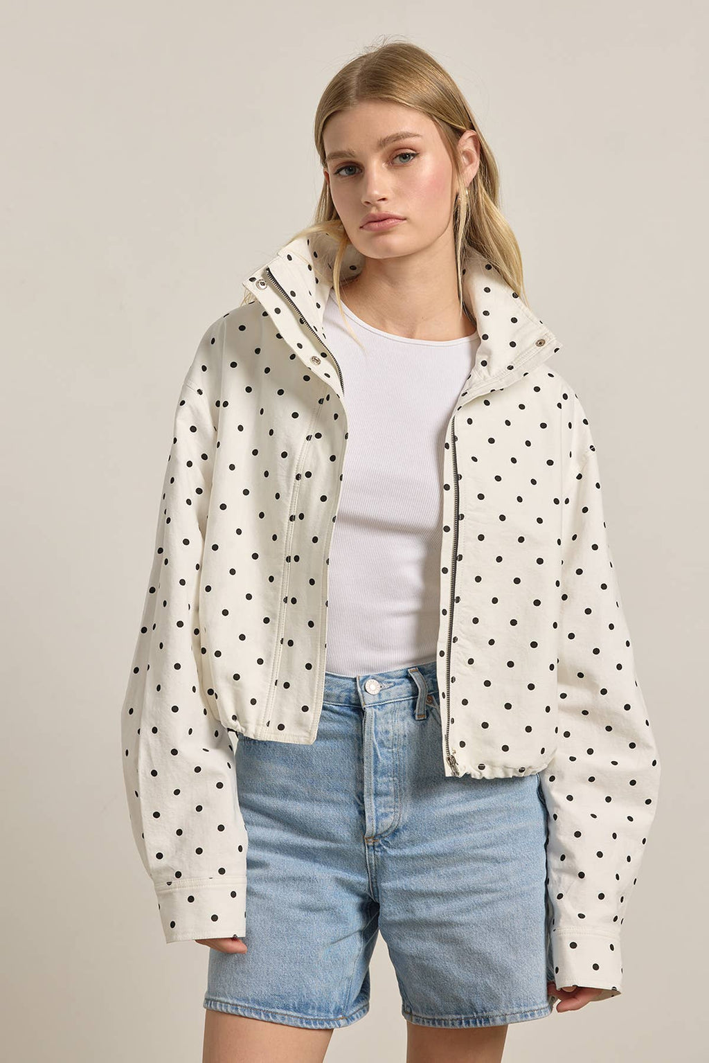 Polka Dot High Neck Jacket