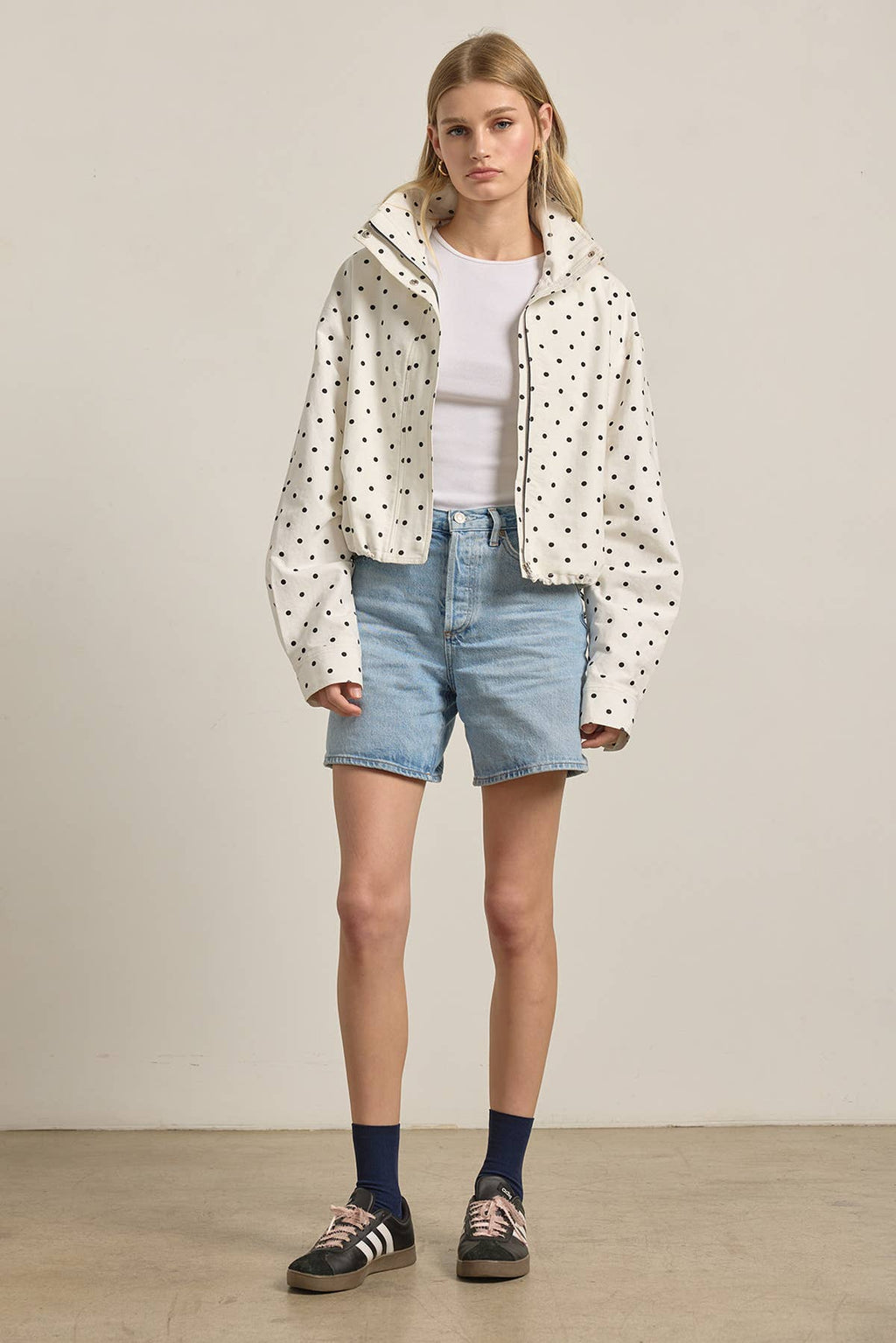 Polka Dot High Neck Jacket