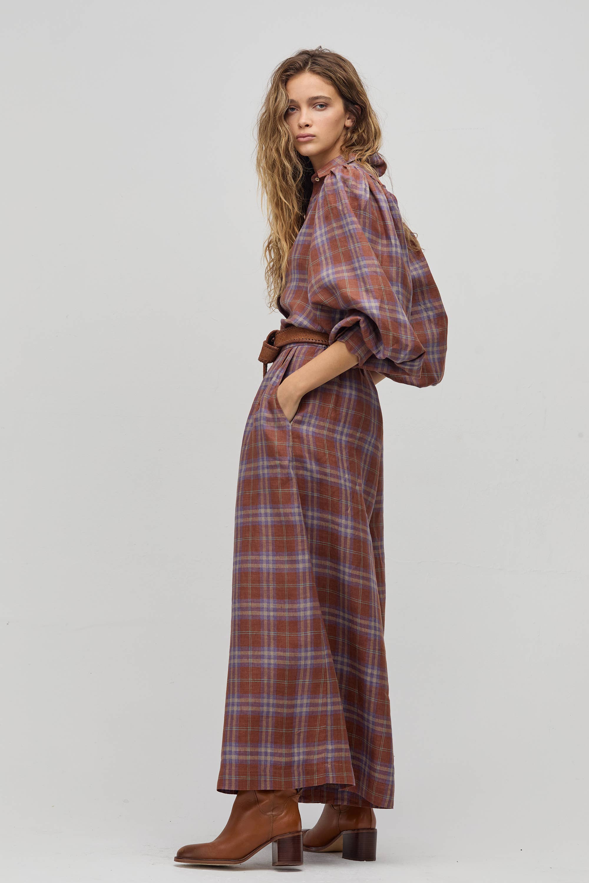 SABI LINEN CHECKERED PANTS