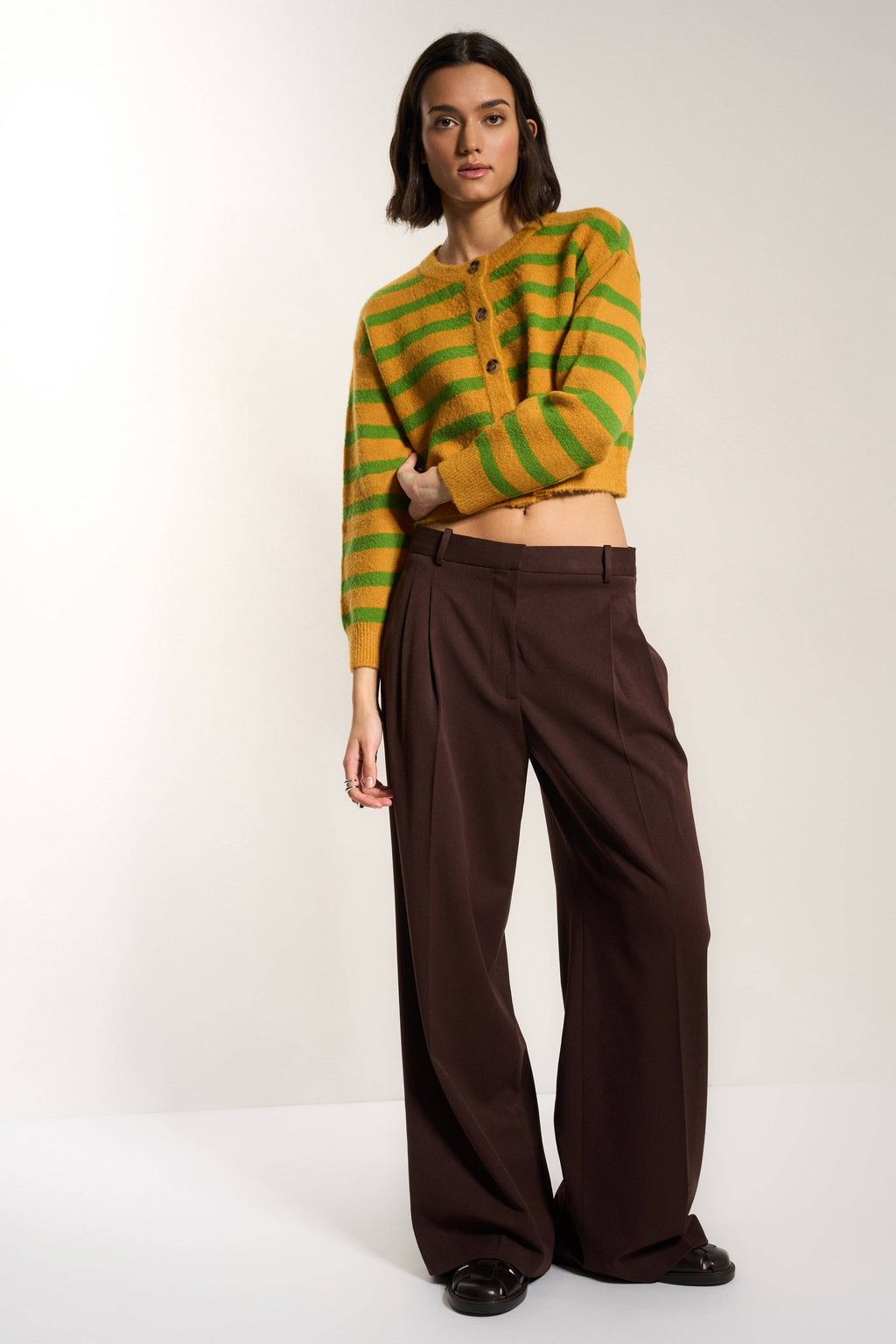 Fiona Cardigan - Fern Stripe